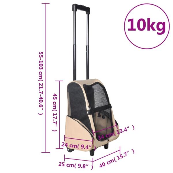 Trolley für Haustiere 3-in-1 Faltbar Sandfarben
