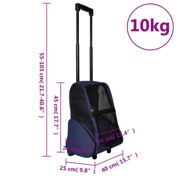 Trolley für Haustiere 3-in-1 Faltbar Blau