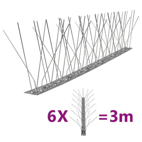 ARDEBO.de - 6-tlg. Vogelabwehr-Spikes-Set 3 m Edelstahl 5-reihig