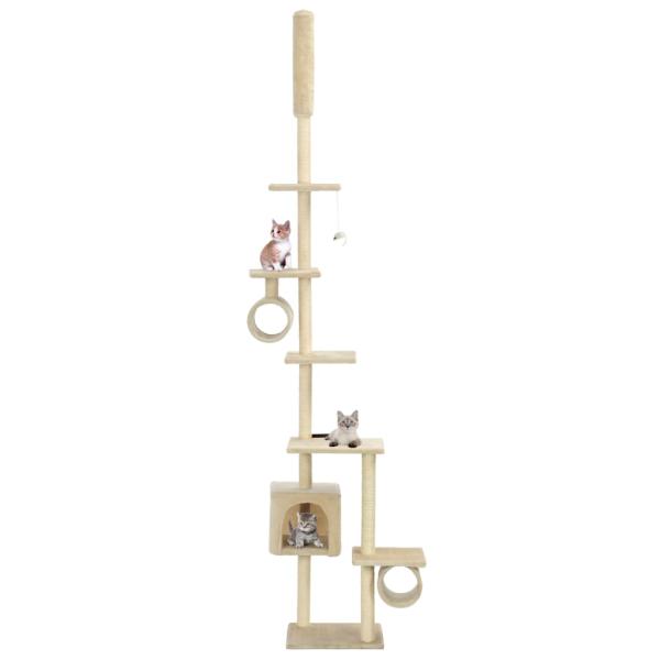 ARDEBO.de - Katzen-Kratzbaum mit Sisal-Kratzsäulen 260 cm Beige