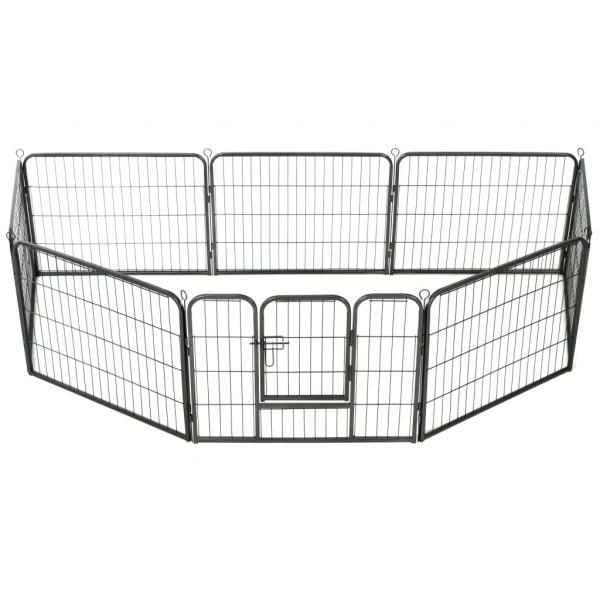 Hunde-Laufgitter 8 Paneele Stahl 60 x 80 cm Schwarz