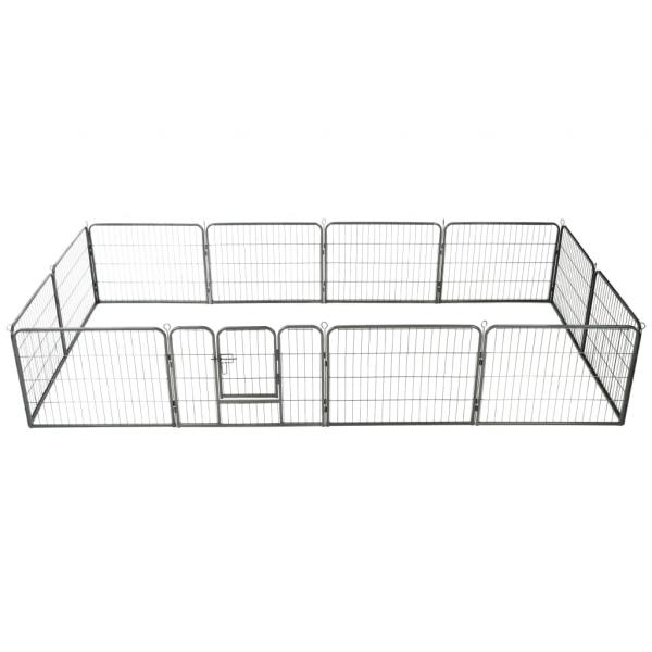 ARDEBO.de - Hunde-Laufgitter 12 Paneele Stahl 80x60 cm Schwarz