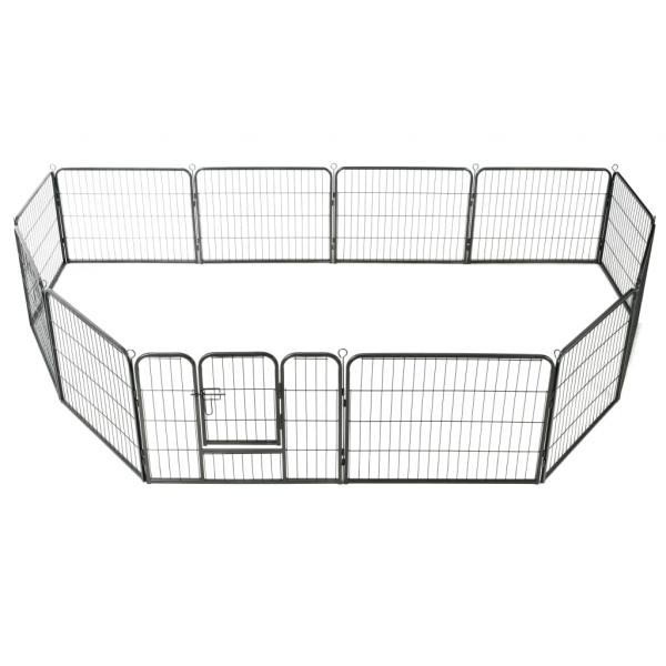 Hunde-Laufgitter 12 Paneele Stahl 80x60 cm Schwarz
