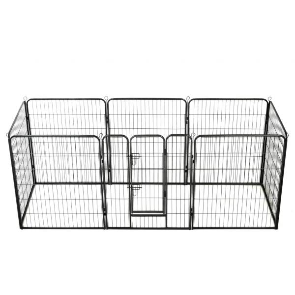 ARDEBO.de - Hunde-Laufgitter 8 Paneele Stahl 80 x 100 cm Schwarz