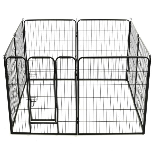 Hunde-Laufgitter 8 Paneele Stahl 80 x 100 cm Schwarz