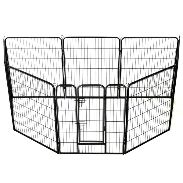 Hunde-Laufgitter 8 Paneele Stahl 80 x 100 cm Schwarz