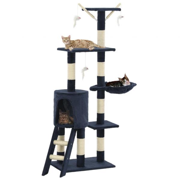 ARDEBO.de - Katzen-Kratzbaum mit Sisal-Säulen 138 cm Dunkelblau