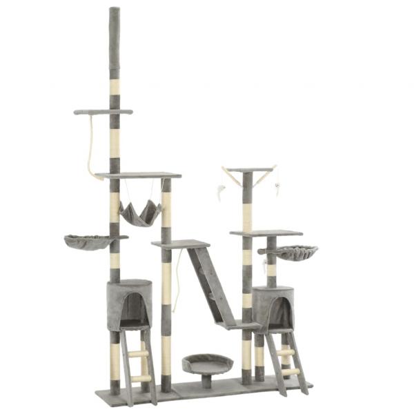 ARDEBO.de - Katzen-Kratzbaum mit Sisal-Kratzsäulen 230 - 250 cm Grau