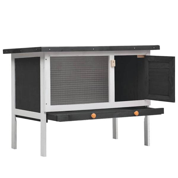 Kaninchenstall 1 Ebene Grau Holz