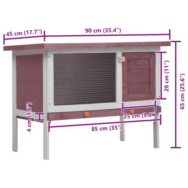 Kaninchenstall 1 Ebene Braun Holz
