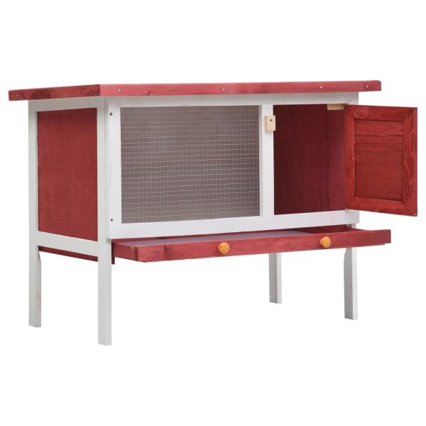 Kaninchenstall 1 Ebene Rot Holz