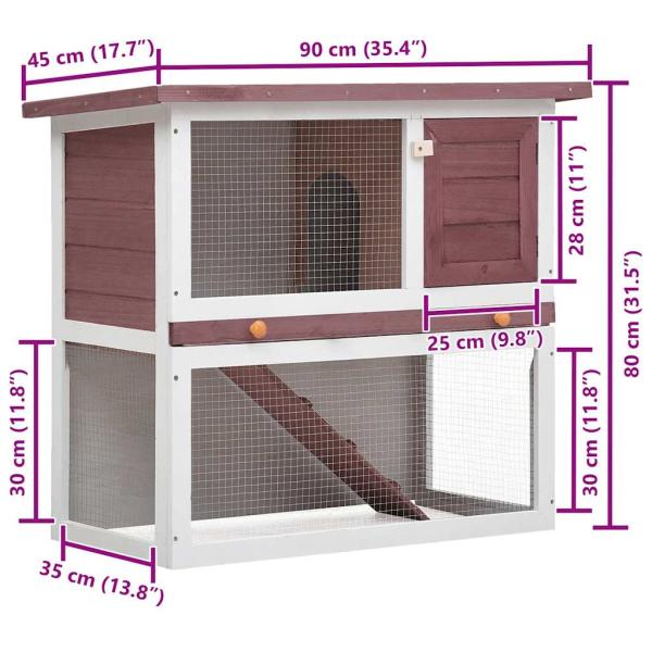 Kaninchenstall 1 Tür Braun Holz