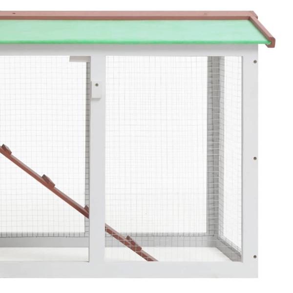 Großer Kaninchenstall Braun und Weiß 145x45x84 cm Holz