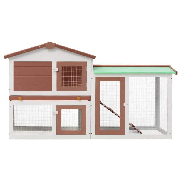 Großer Kaninchenstall Braun und Weiß 145x45x84 cm Holz
