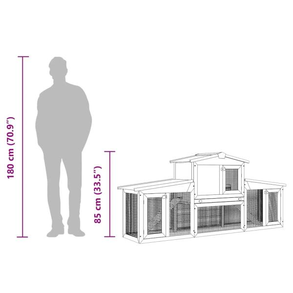 Großer Kaninchenstall Grau und Weiß 204x45x85 cm Holz
