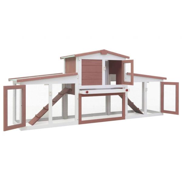 Großer Kaninchenstall Braun und Weiß 204x45x85 cm Holz