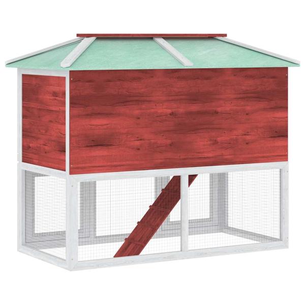 Kleintier-/Kaninchenstall 2 Etagen Rot Holz