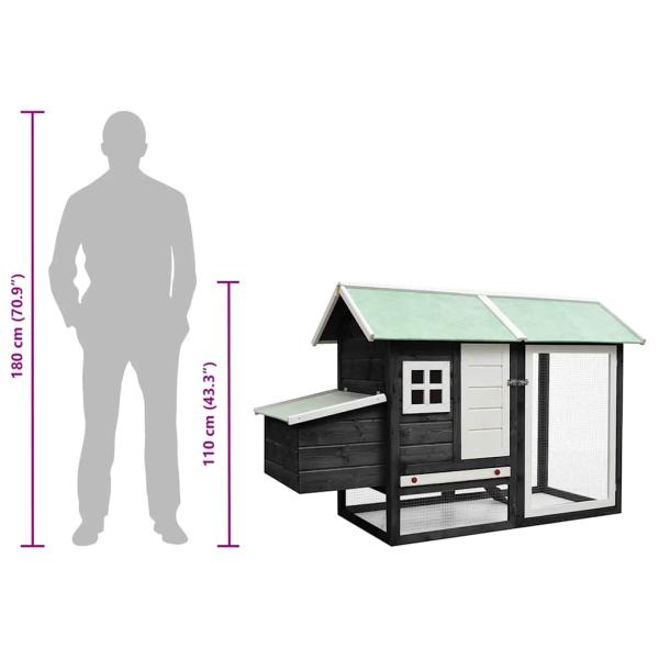 Hühnerkäfig Grau 170x81x110 cm Massivholz Kiefer & Tanne