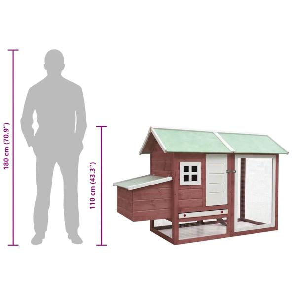 Hühnerkäfig Mokka 170x81x110 cm Massivholz Kiefer & Tanne