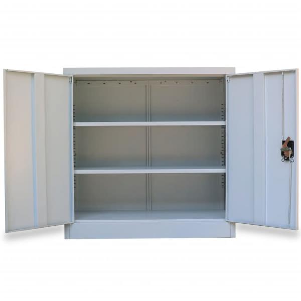 Aktenschrank mit 2 Türen Grau 90 cm Stahl