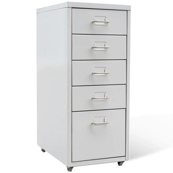 ARDEBO.de - Registerschrank mit 5 Schubladen Grau 68,5 cm Stahl