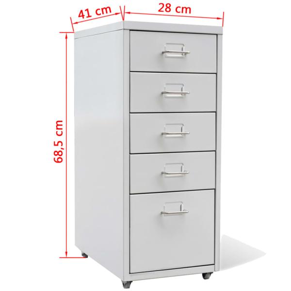 Registerschrank mit 5 Schubladen Grau 68,5 cm Stahl