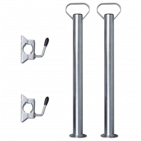 ARDEBO.de - 2 Abstellstützen mit 2 Klemmhaltern für 48 mm Stützrad