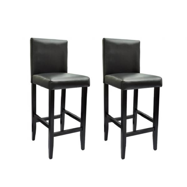 ARDEBO.de - Barhocker 2 Stk. Schwarz Kunstleder 