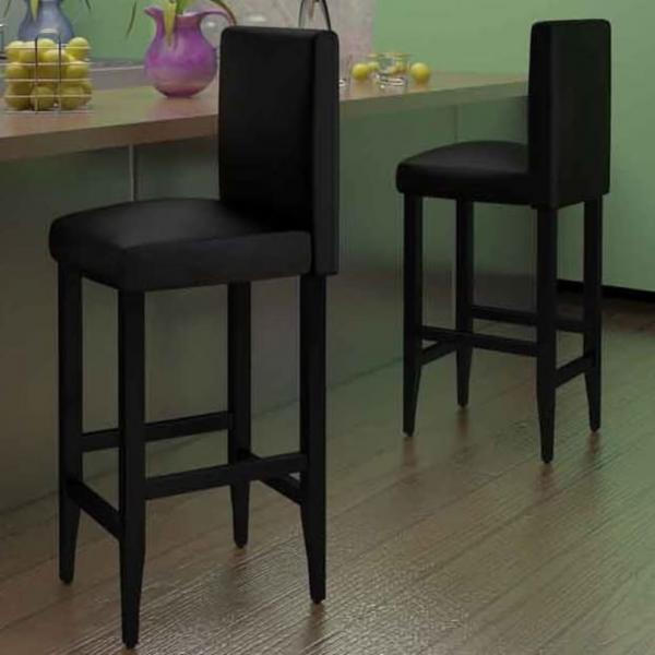 Barhocker 2 Stk. Schwarz Kunstleder 
