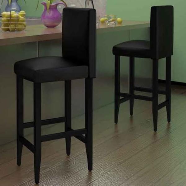 Barhocker 2 Stk. Schwarz Kunstleder 