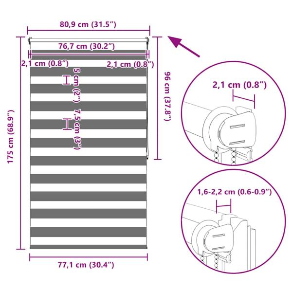 Doppelrollo Seitenzug Duo Rollo  80 x 175 cm grau