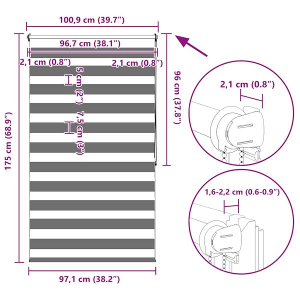Doppelrollo Seitenzug 100 x 175 cm grau