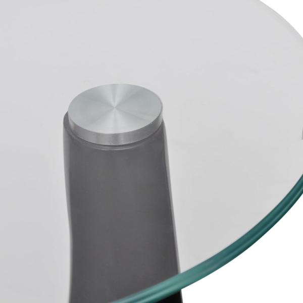 Couchtisch mit Runder Glasplatte Hochglanz Schwarz 