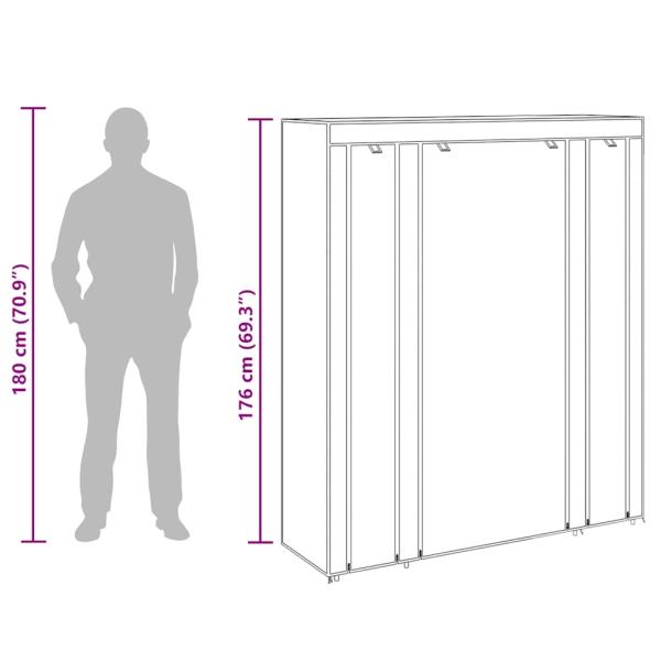 Stoffschrank mit Fächern Kleiderstangen 45×150×176 cm Schwarz  