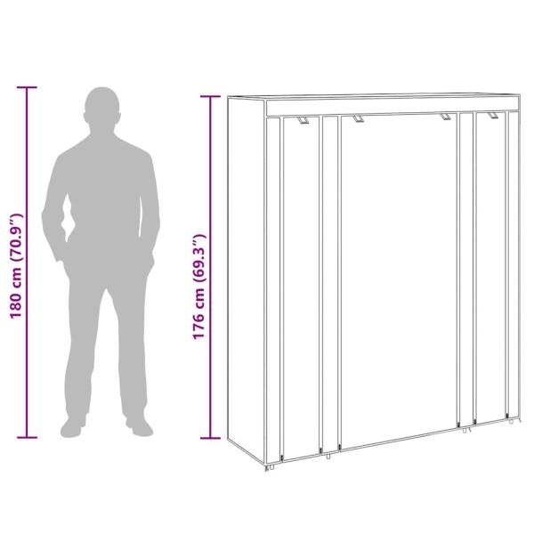 Stoffschrank mit Fächern und Stangen 45×150×176 cm Braun  