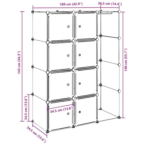 Modularer Schrank mit 9 Fächern 37×115×150 cm Schwarz und Weiß 