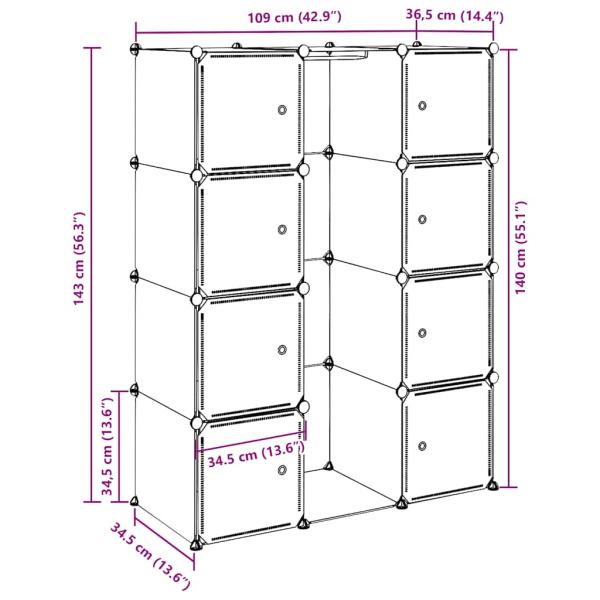 Modularer Schrank mit 9 Fächern 37x115x150 cm Weiß 