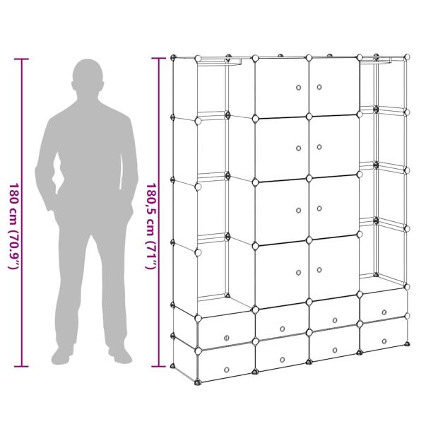 Modularer Schrank mit 18 Fächern schwarz/weiß 37x146x180,5cm