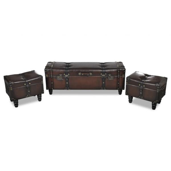 ARDEBO.de - Sitztruhen-Set 3 Stk. Braun