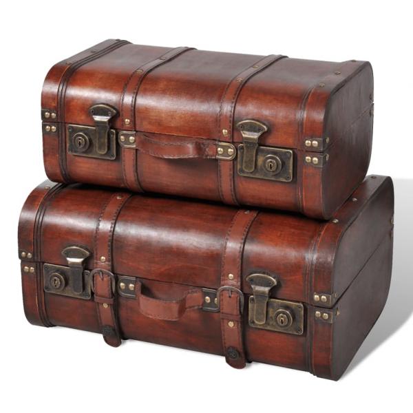 ARDEBO.de - Dekokoffer aus Holz 2 Stk. Retro-Stil Braun 