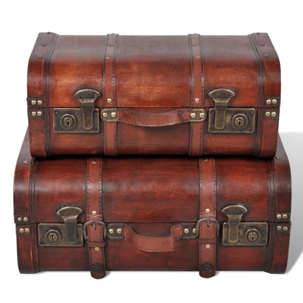 Dekokoffer aus Holz 2 Stk. Retro-Stil Braun 