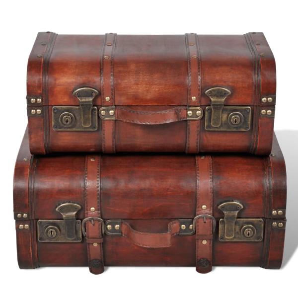 Dekokoffer aus Holz 2 Stk. Retro-Stil Braun 