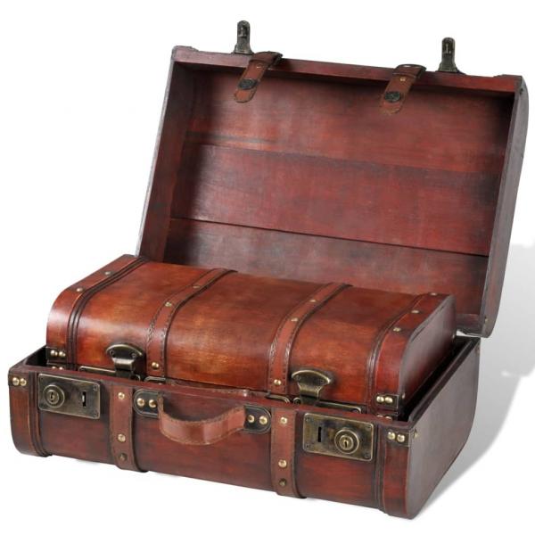 Dekokoffer aus Holz 2 Stk. Retro-Stil Braun 