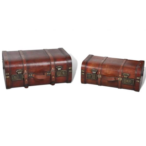 Dekokoffer aus Holz 2 Stk. Retro-Stil Braun 