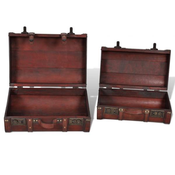 Dekokoffer aus Holz 2 Stk. Retro-Stil Braun 