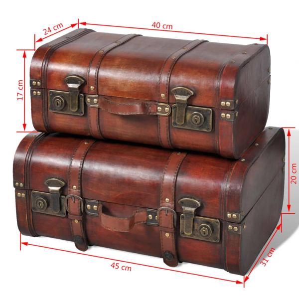 Dekokoffer aus Holz 2 Stk. Retro-Stil Braun 