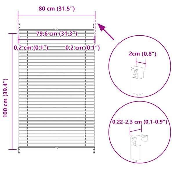 Verdunklungsplissee 80×100 cm Weiß