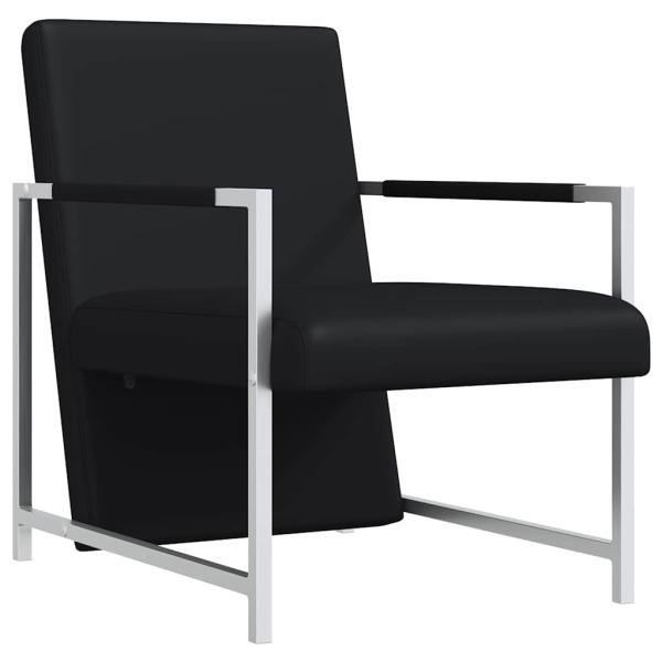 Sessel mit Verchromten Beinen Schwarz Kunstleder