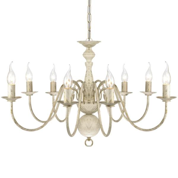 Metall-Kronleuchter Weiß Antik 8 x E14 Glühbirnen