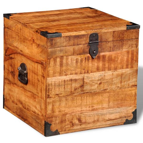 Aufbewahrungstruhe Quadratisch Raues Mangoholz 